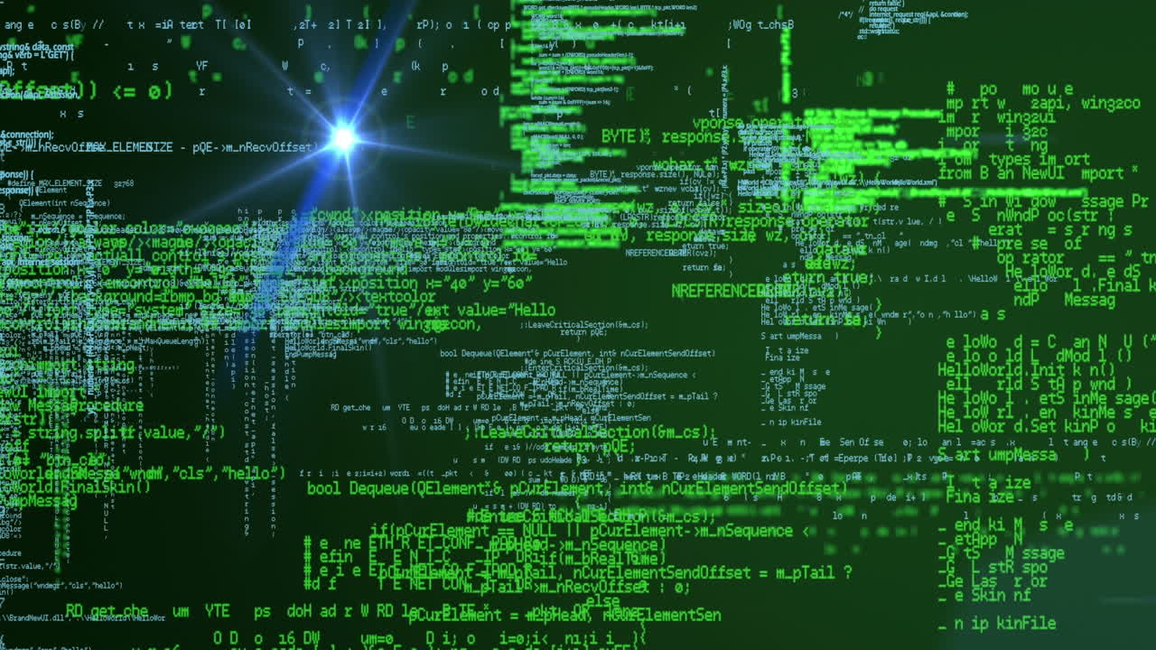 animación del procesamiento de datos con luz brillante