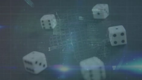 animación de estadísticas y procesamiento de datos con giros de globo y dados múltiples