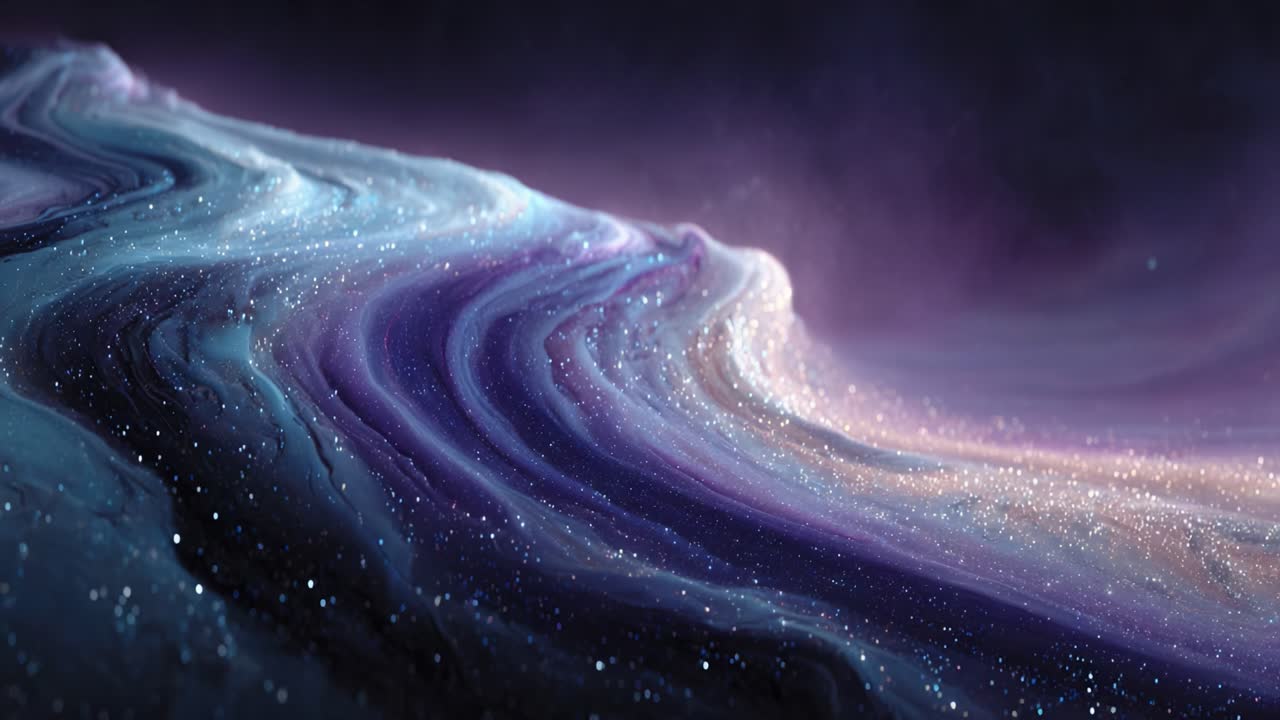 A Stunning Visual of Celestial Swirls: Explore the Ethereal Beauty of Cosmic Patterns and Sparkling Effects in a Surreal, Dreamlike Landscape