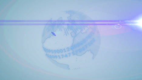 animación del globo y los rastros de luz sobre fondo blanco