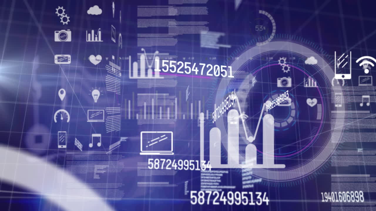 animazione di scansioni e elaborazione dei dati su schermo digitale