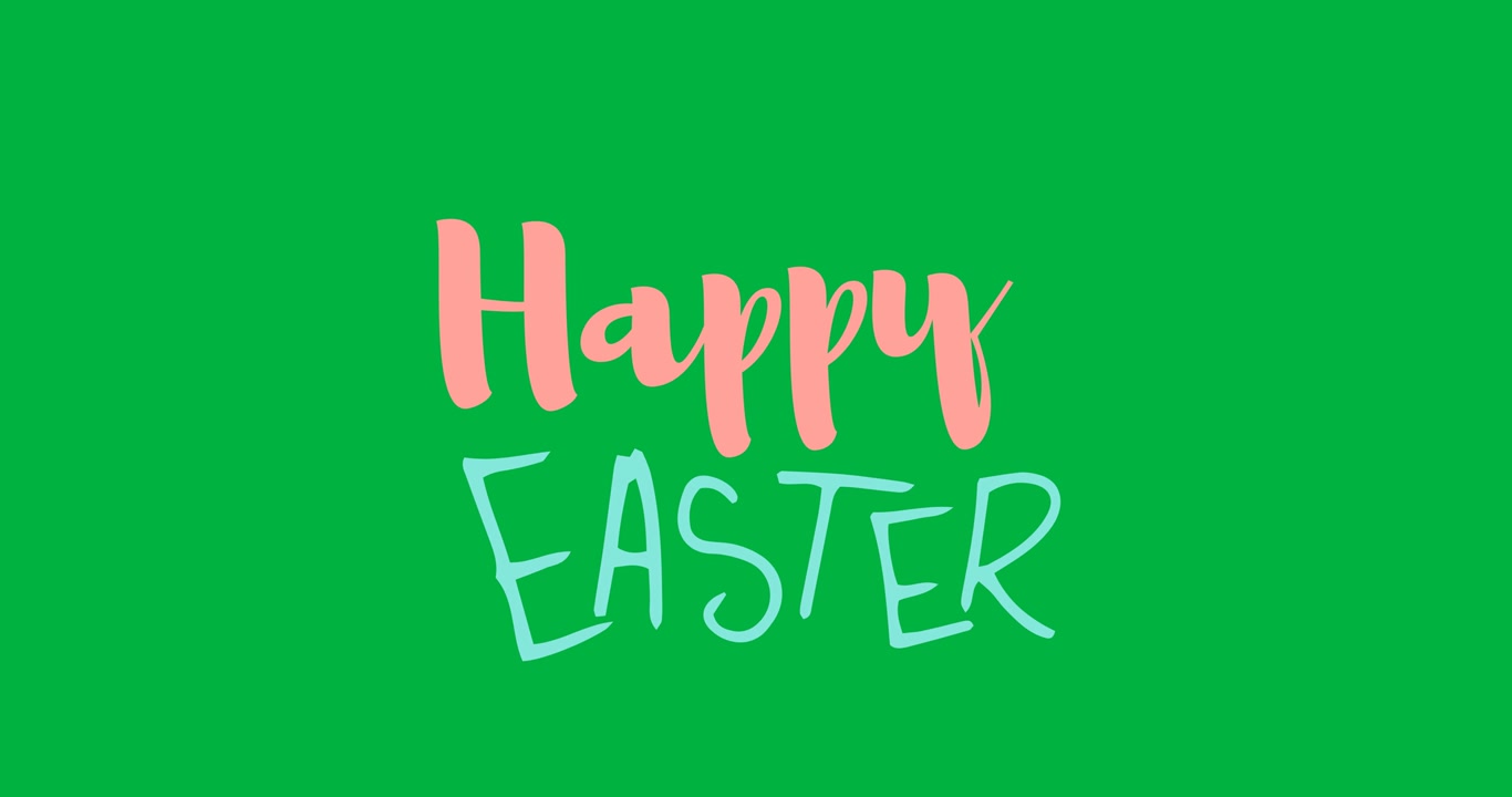 Digital animation of happy easter text banner against transparent background