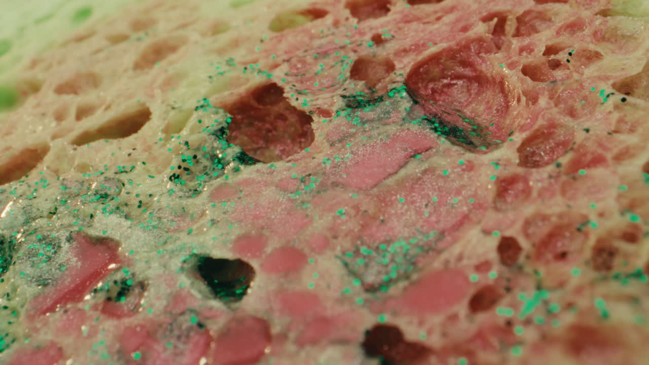 Close-up of a textured sponge with glitter