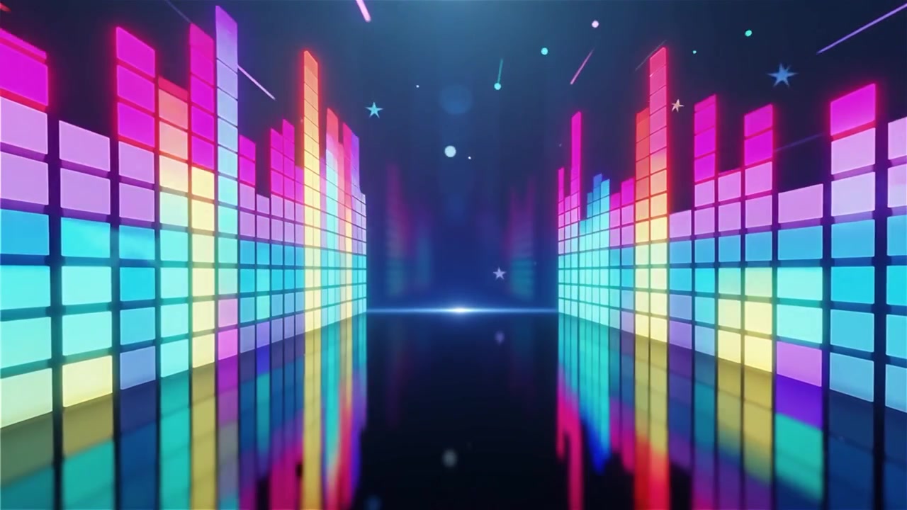 Futuristic Rainbow Neon Music Equalizer Visualizer Background