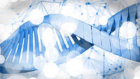 animation of dna strand over shapes moving and data processing