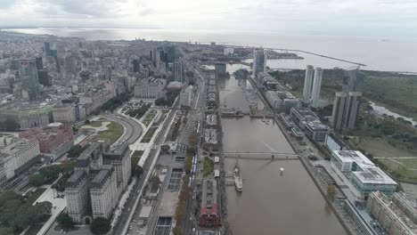 aerial view of buenos aires city, puerto madero, background buildings. argentina.
