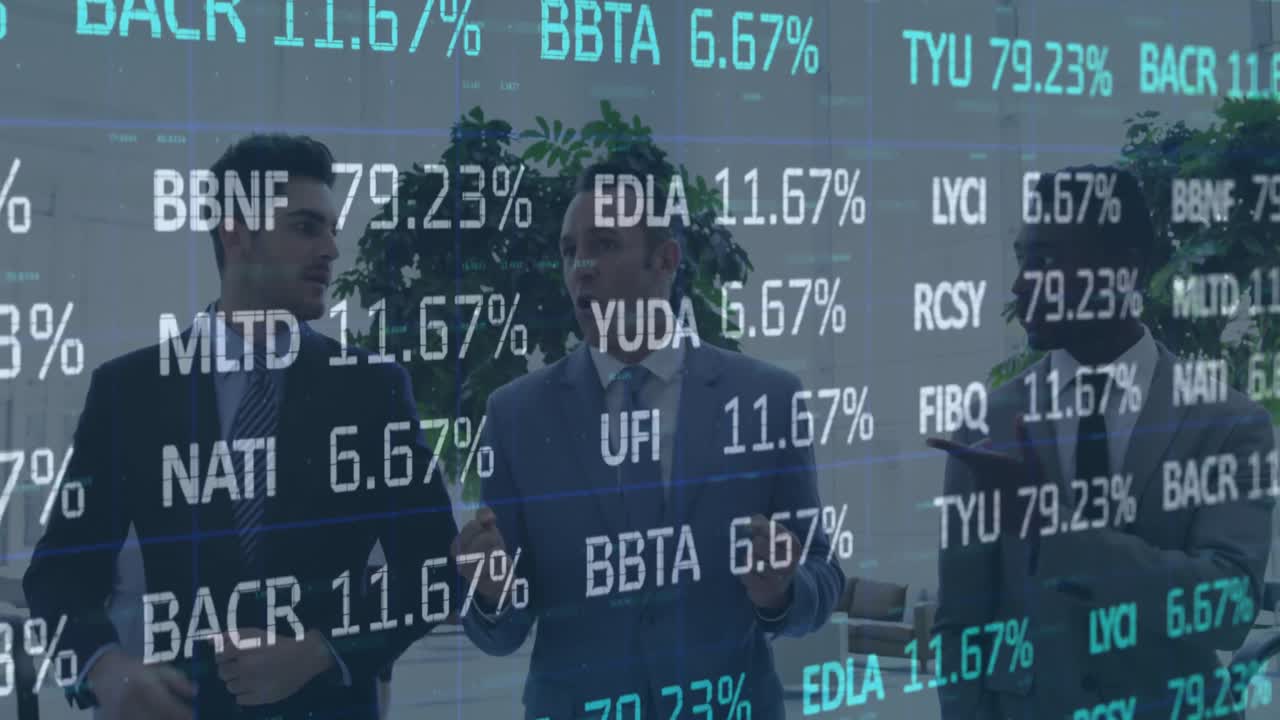 사업가들에 대한 금융 데이터 처리의 애니메이션