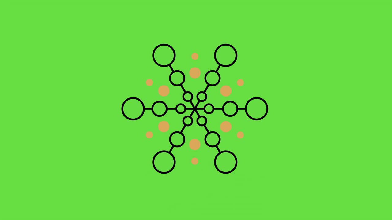 4k видео мультфильма с дизайном снежинки на зеленом.