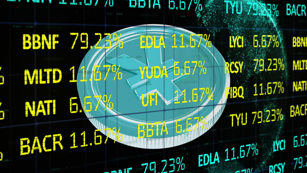 엔 동전과 글로브를 통해 금융 데이터 처리의 애니메이션