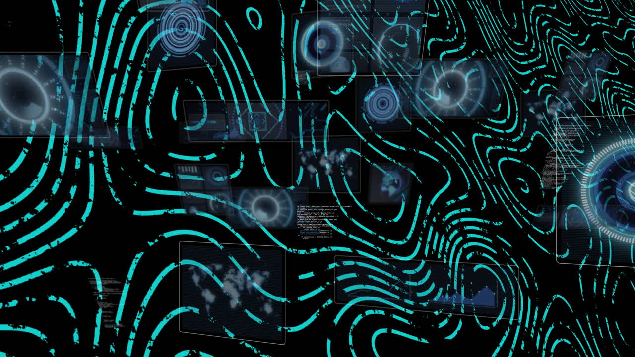 Animation of glowing lines and digital patterns creating futuristic technology theme