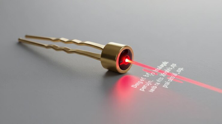Aesthetic Close-Up of a Gold Laser Pointer with Illuminated Beam, Showcasing Modern Design and Technology in an Artistic Context