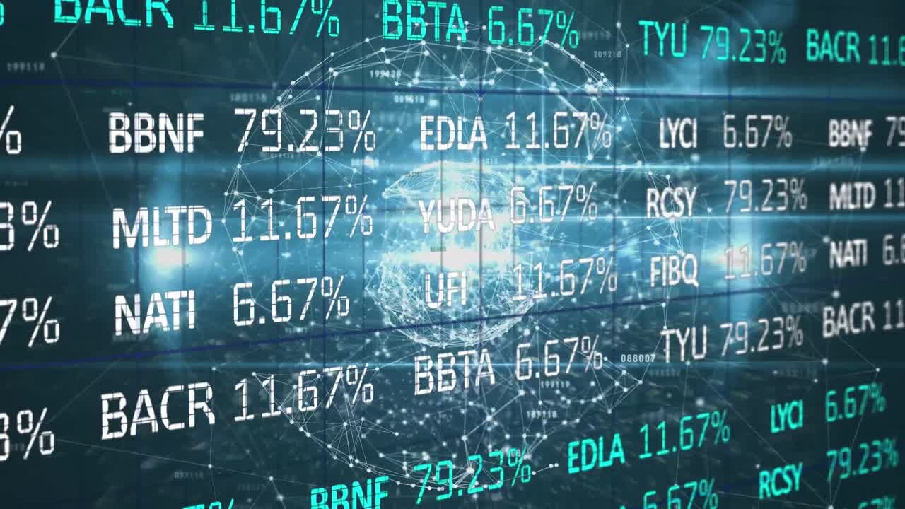procesamiento de datos del mercado de valores contra el giro del globo