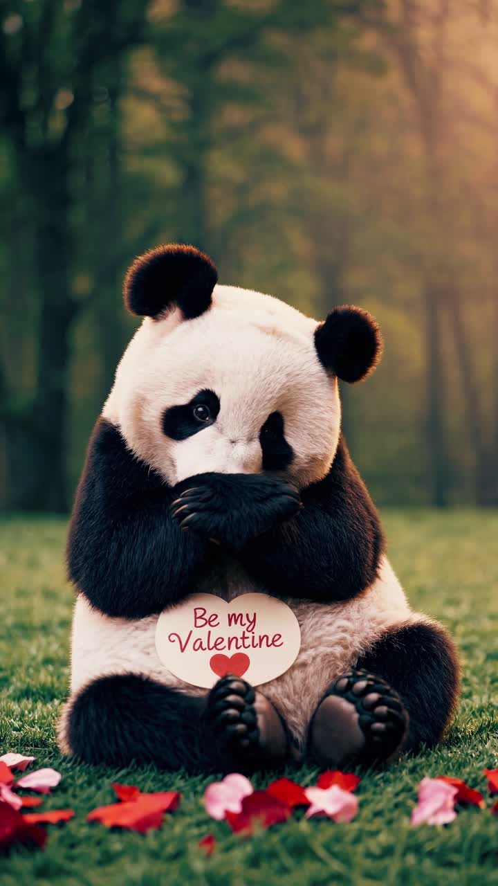 panda lindo con el mensaje del día de san valentín
