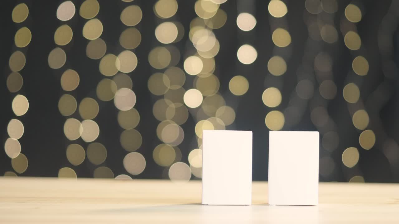 Two white squares on blurry background. White square pattern. Abstract background. Squares technology.