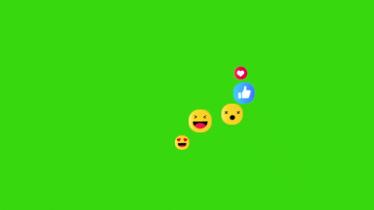 Motion Graphics Emojis Showing Multiple Social Media Notifications Liking And Reacting To Online Content Shot Against Green Screen 3