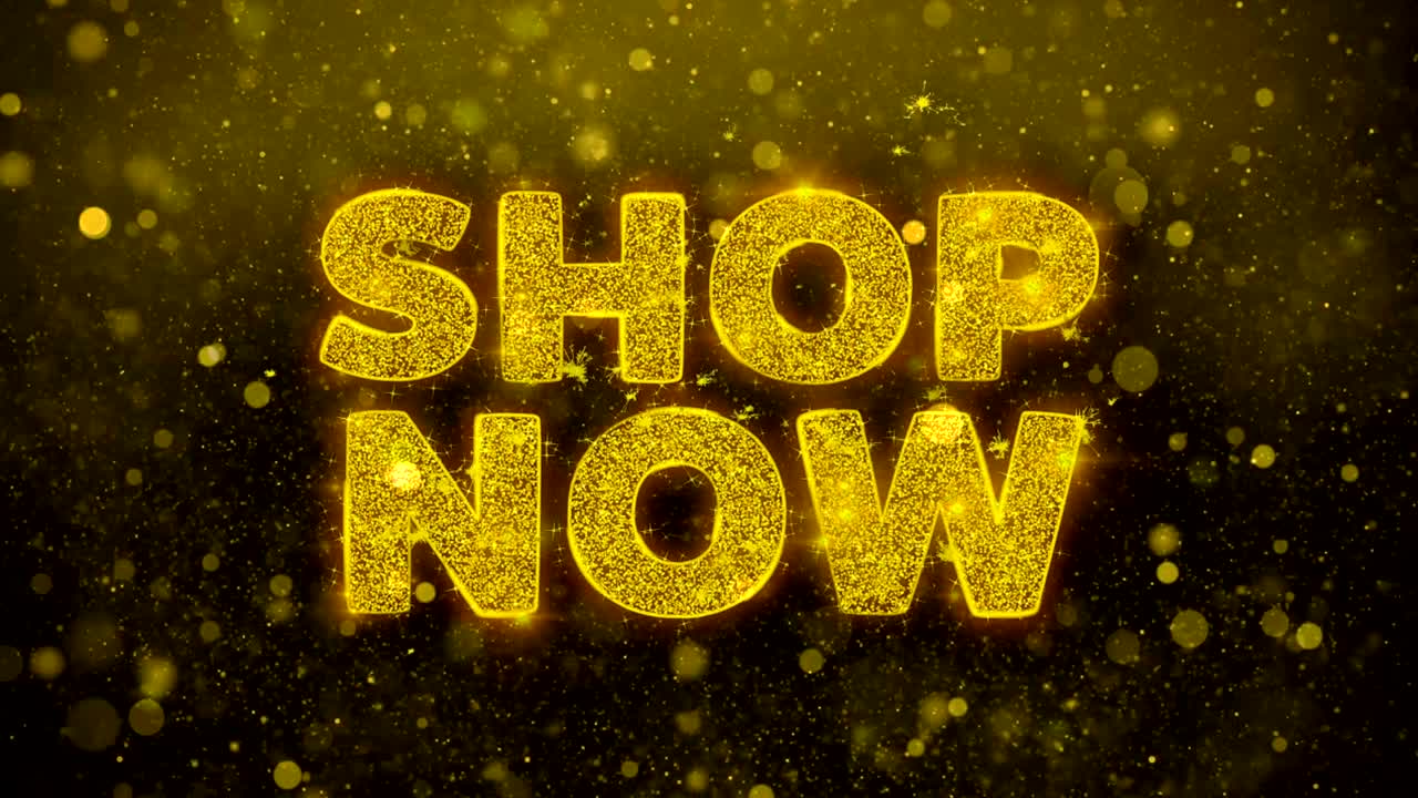 이제 골든 글리터 반이는 입자 애니메이션에 텍스트를 구입하십시오.