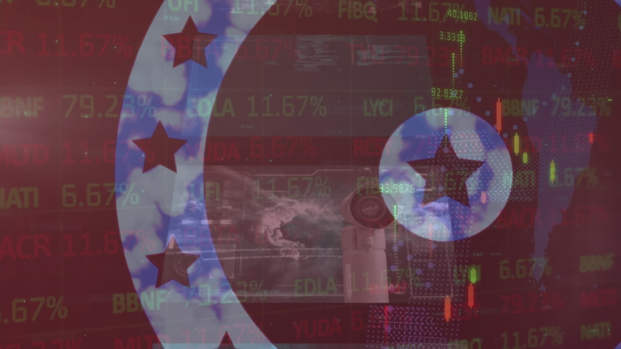 animación de círculos con estrellas sobre el procesamiento de datos