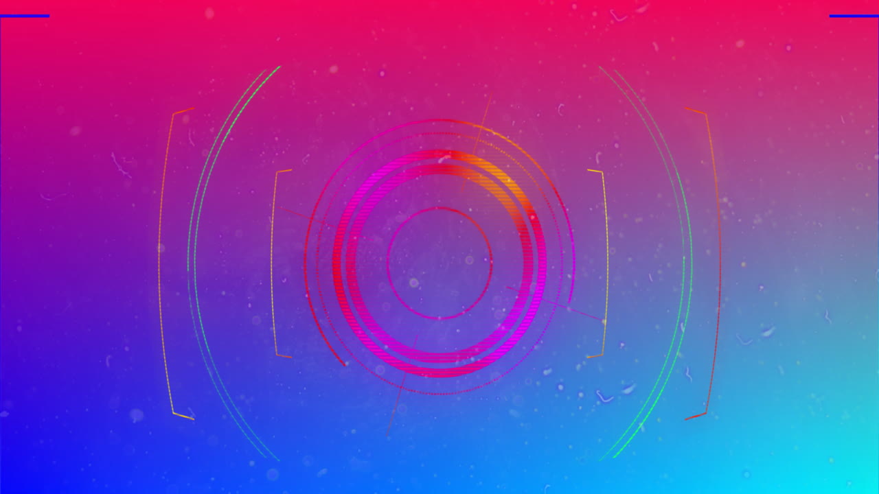 animación de la exploración del alcance con marcadores sobre un fondo rosado a azul brillante