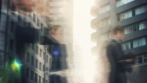 hombres de negocios caminando por la calle en un día ocupado 4k