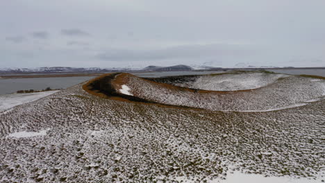 Aerial:-Flying-over-a-pseudocrater-in-Skutustadagigar-of-Myvatn-area