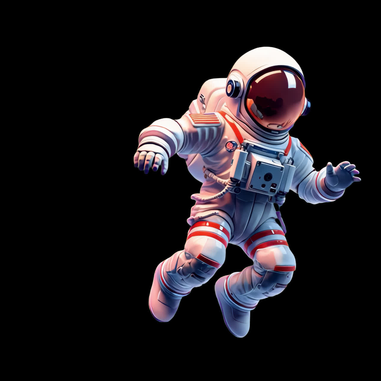 Floating astronaut 3d character animation isolated asset, transparent 4K video, alpha channel