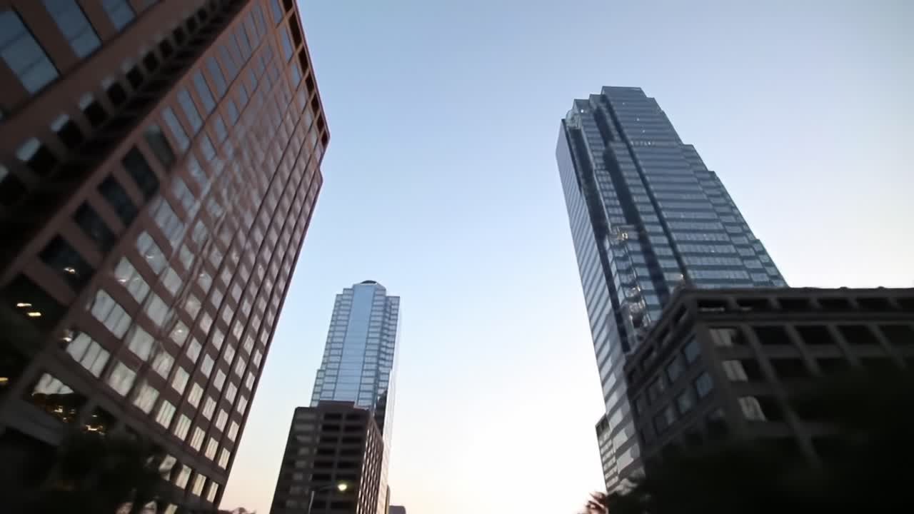 Stunning Urban Skyline Capture: A Breathtaking View of Towering Buildings Against a Vibrant Sky at Sunset, Showcasing Modern Architecture and City Life