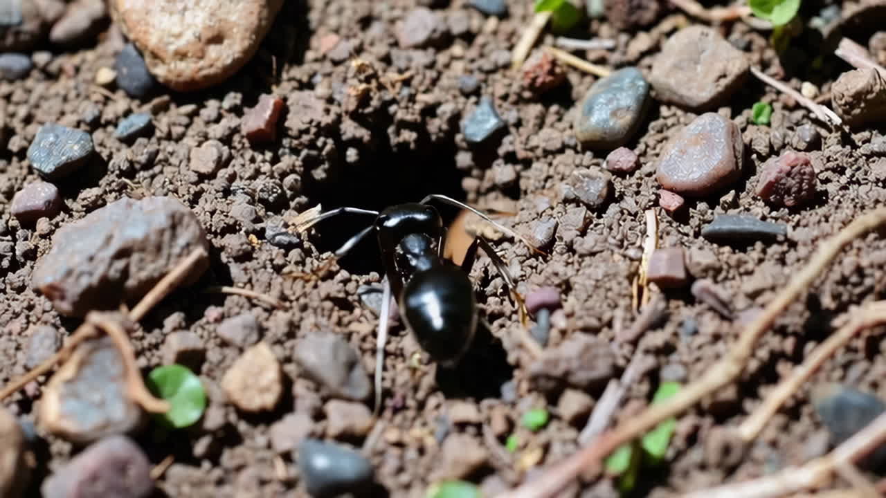 토양에 있는 검은 개미