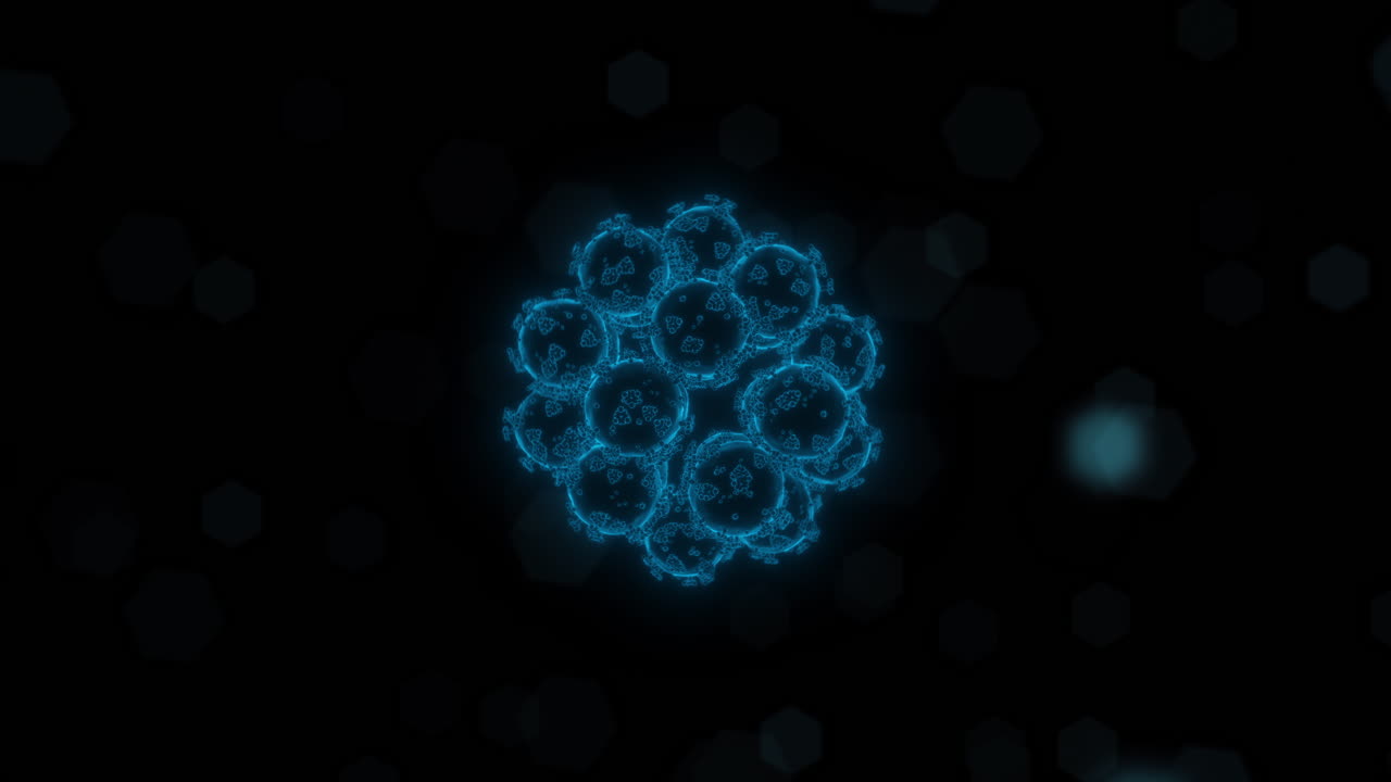 holográfico brillante sars-cov-2 virus covid-19 creciendo y extendiéndose