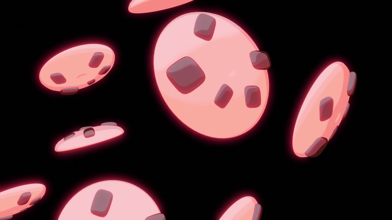 초콜릿 과 함께 떠다니는 분홍색 쿠키