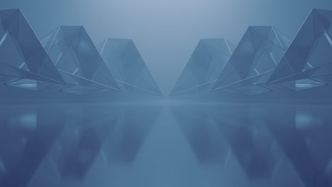 escena de niebla con geometría abstracta, renderización en 3d.