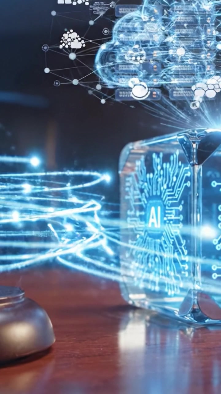 Exploring the Evolution of Technology: A Visual Journey from a Transparent Cube to Digital Transformation Through Artificial Intelligence