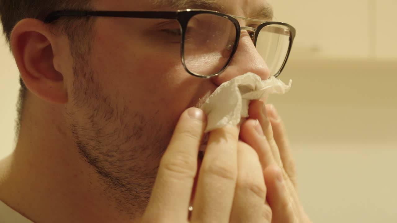 A man wipes his mouth with a napkin after eating — symbolizing table manners, politeness, and hygiene