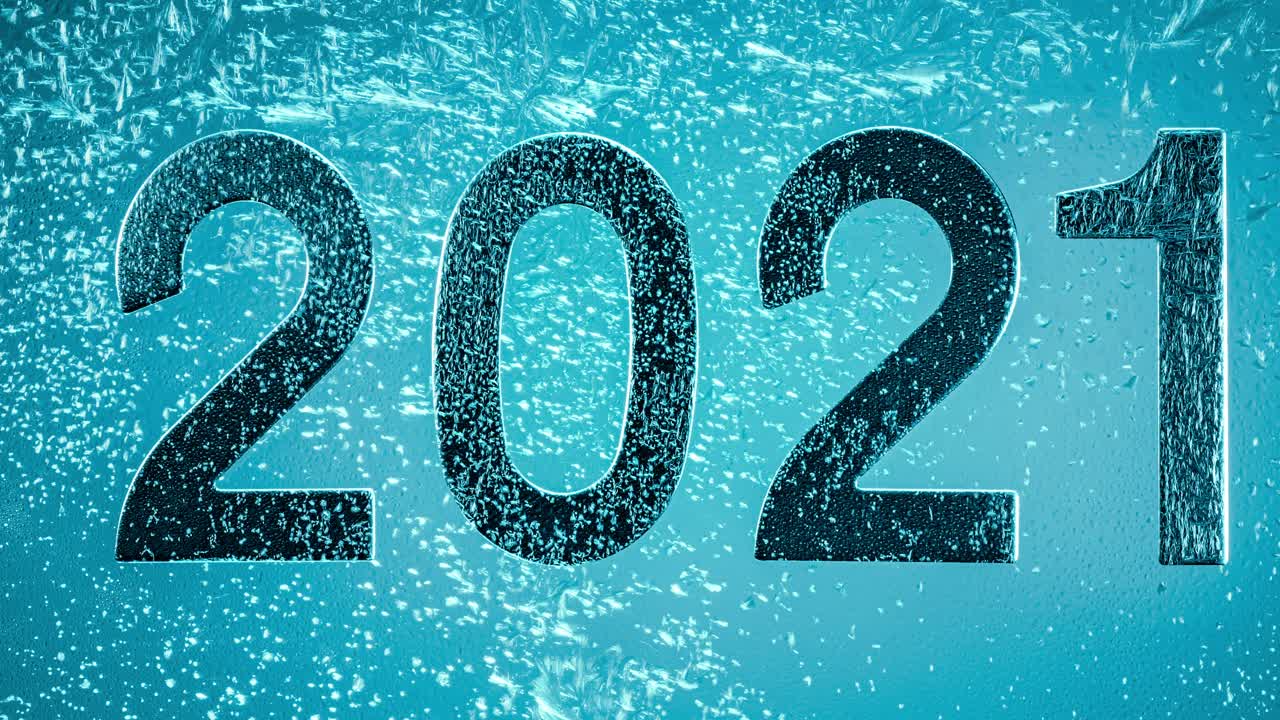 New Year's Eve 2021 Winter background - Frost pattern on the glass.