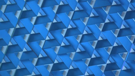 Blue color of minimalism. top view 3d rendering of looped animation with the movement of geometric triangles. Endless background for presentation. Business animation
