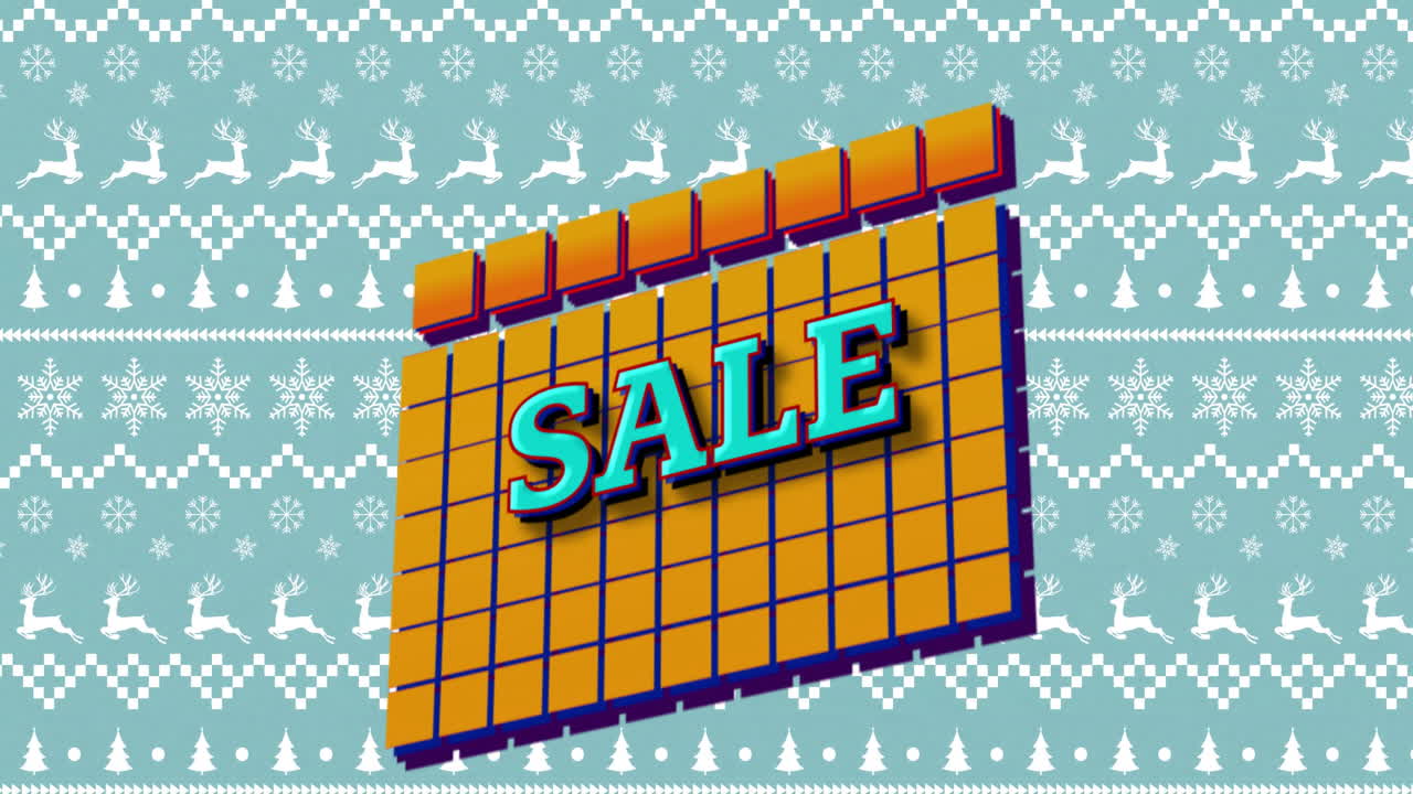 Animation of sale text over christmas shapes