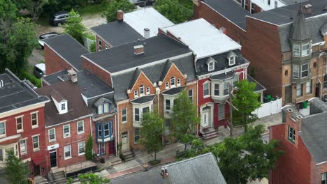 row of american houses community in historic town of usa