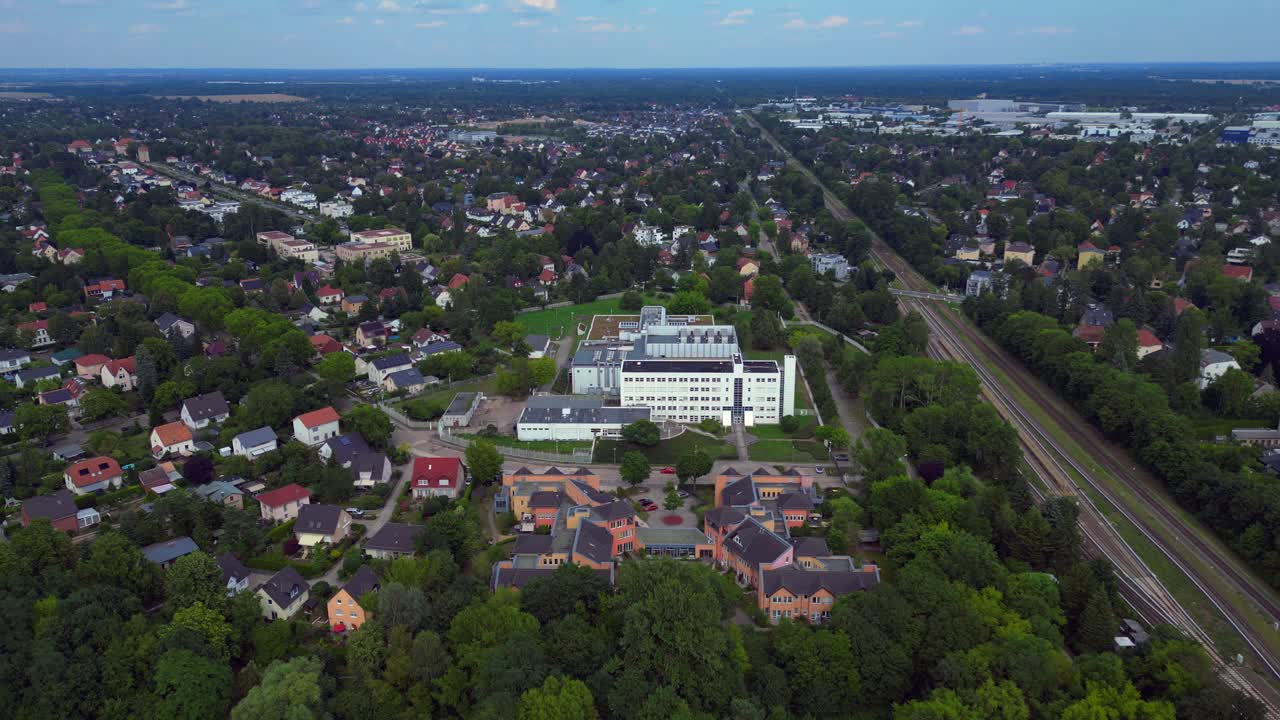 datacenter cutting-edge technology and futuristic infrastructure of a large scale data center. Perfect aerial view flight panorama overview drone