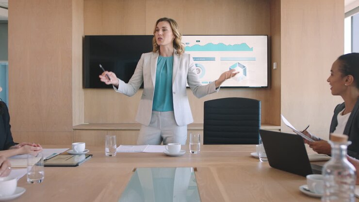 Planificación, presentación y gente de negocios