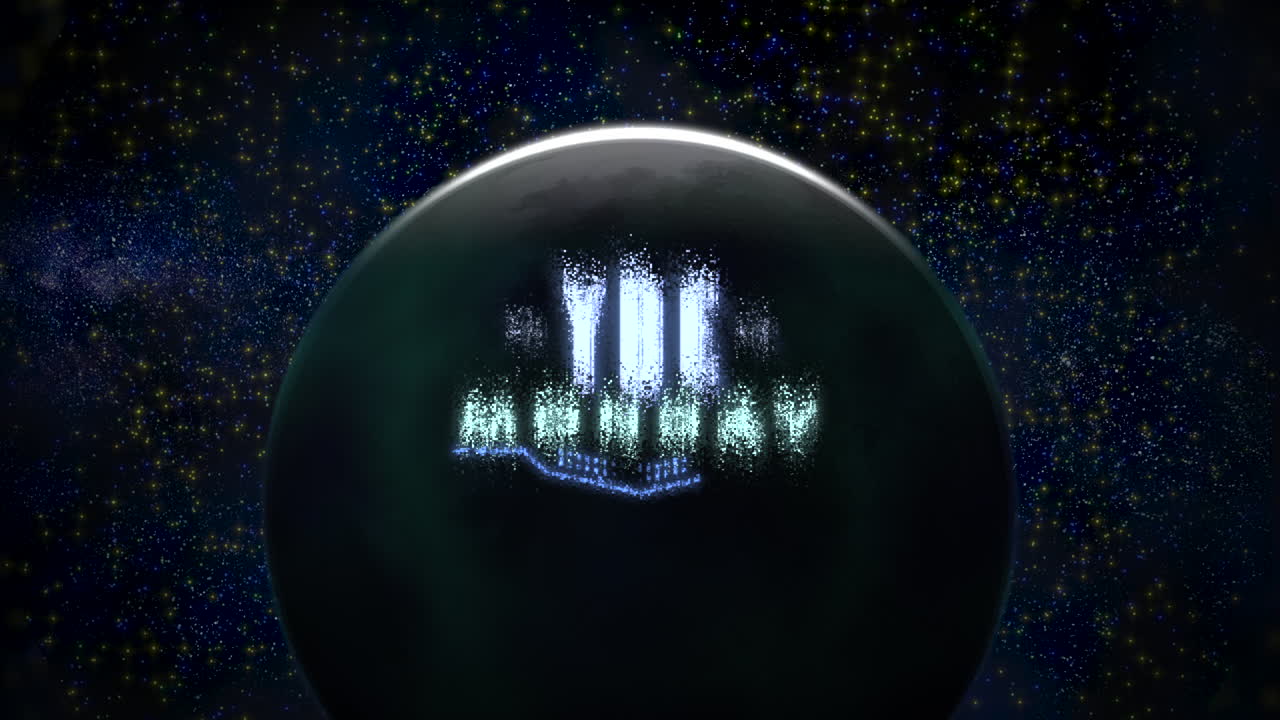 은하계에 큰 행성과 빛이 있는 사이버 월요일