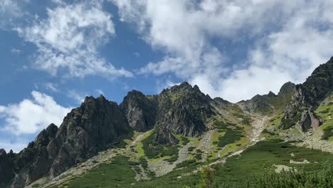 Beautiful-Mountain-of-the-High-Tatras-Near-at-Vodopad-Skok-in-Slovakia---Time-lapse-Close-up-shot