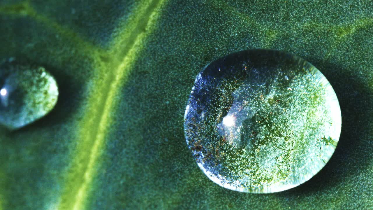gotas de agua en una hoja