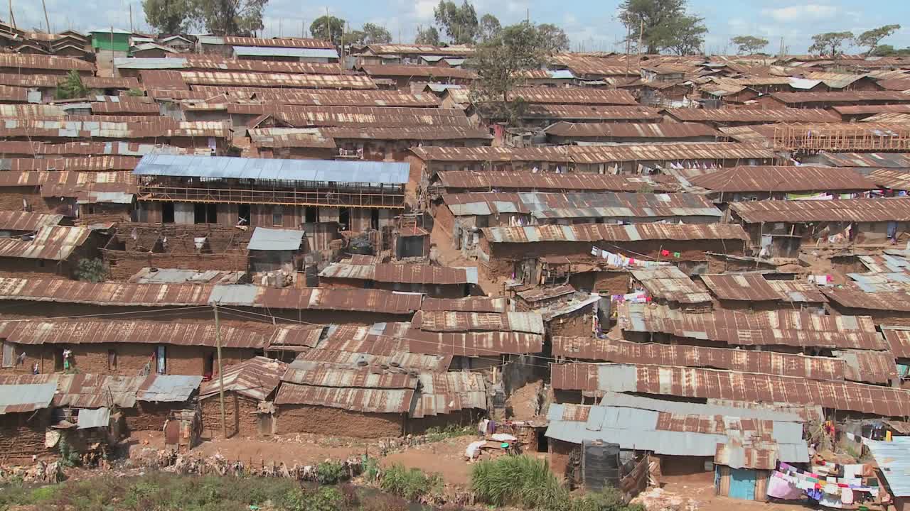View over a rundown slum in Nairobi Kenya