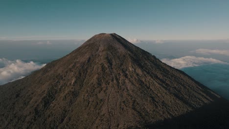 aerial view of acatenango volcano, stratovolcano near antigua in guatemala