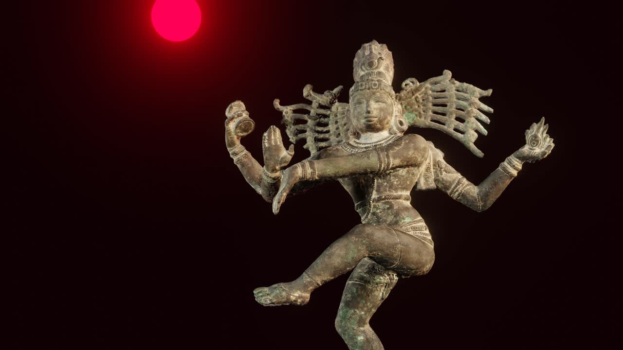 la cámara gira alrededor de la estatua del dios hindú kali, cgi