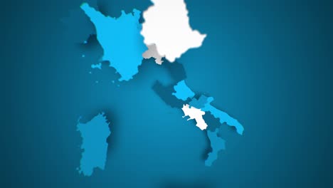 mapa animado de gráficos en movimiento de italia en formación - azul