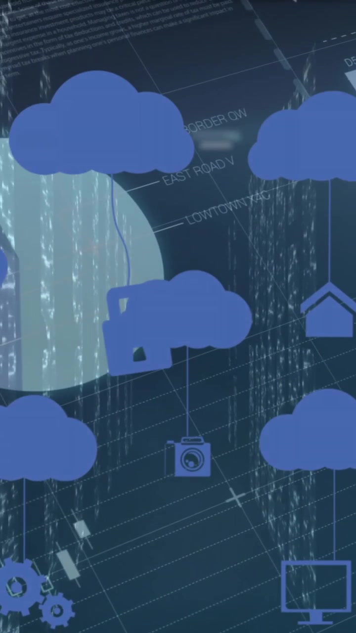 Video mostra le tendenze del mercato azionario e la registrazione dei dati su uno sfondo blu