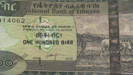 ethiopian one hundred birr banknote on green screen