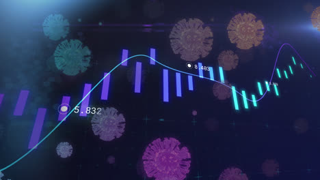 animación del gráfico sobre las células del virus sobre un fondo azul oscuro