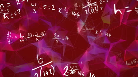 Mathematical equations floating against plexus networks