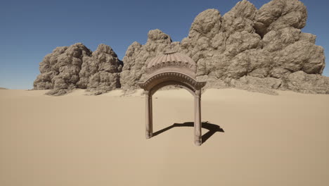 stone archway in a desert landscape